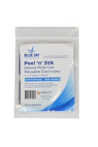 Reusable Electrodes, Pack/4 2"x2" Square, Blue Jay Brand