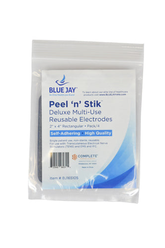 Reusable Electrodes, Pack/4 2"x4"Rectangle, Blue Jay Brand