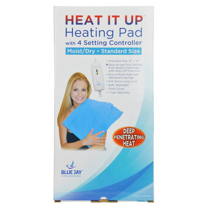 Heating Pad 12"x15", Moist/Dry 4 Position Switch, Auto-Off