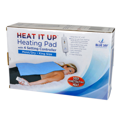 Heating Pad 12"x24", Moist/Dry 4 Position Switch, Auto-Off