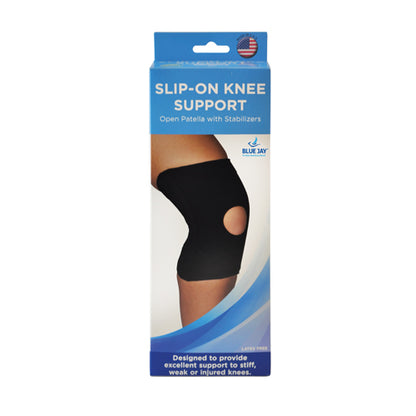 Blue Jay Slip-On Knee Support Open Patella W/Stabilizers